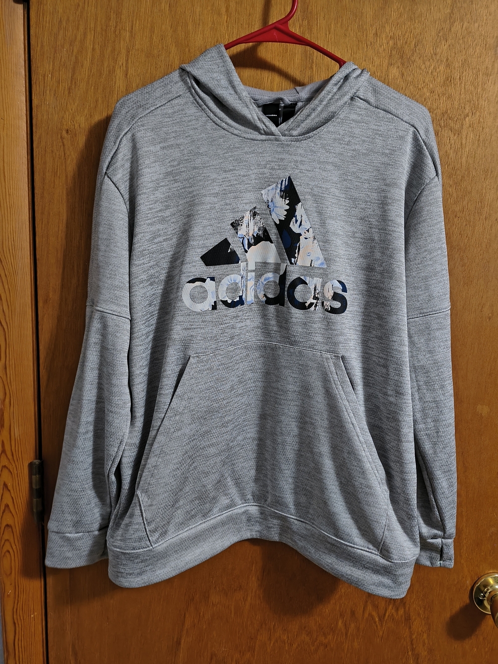 adidas Light Gray Hoodie with Floral Logo Accents